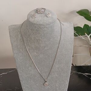Stainless and Gemstones Ring, Necklace, and Earring Jewelry Set